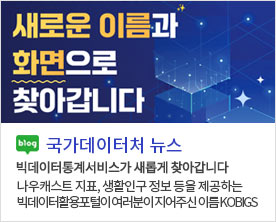 [국가데이터처 뉴스]국가데이터처 '빅데이터활용포털'이 새로운 이름과 화면으로 찾아갑니다 빅데이터통계서비스가 새롭게 찾아갑니다 나우캐스트 지표, 생활인구 정보 등을 제공하는 빅데이터활용포털이 여러분이 지어주신 이름 KOBIGS